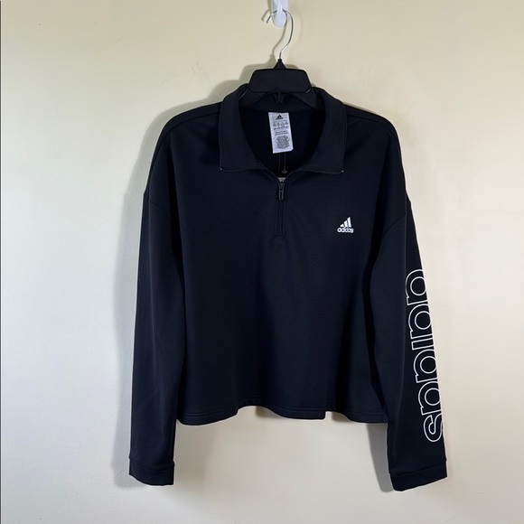 Adidas Sweatshirt Black Quarter-Zip Pullover in Size 2X  NWT‎ - Picture 2 of 11